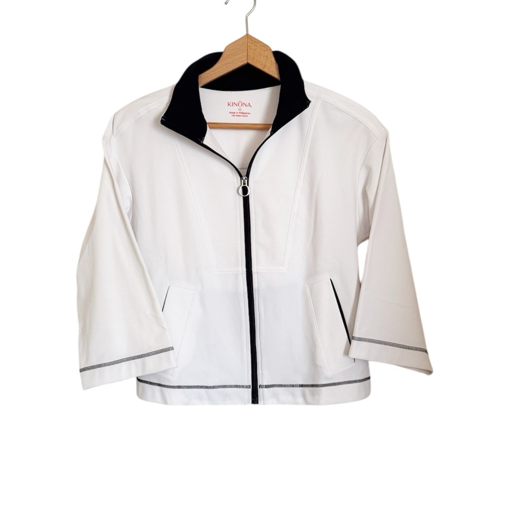 Kinona Womens To The Nines White Black Trim Golf Active Jacket size XS